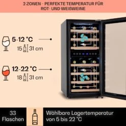 Vinamour 33 Duo Weinkühlschrank 2 Zonen 89 L / 33 Flaschen 5-18°C Touch -Küchenbedarf Angebote 10041311 de 0003 logo