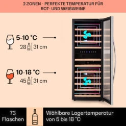 Vinamour 73 Duo Weinkühlschrank 2 Zonen 192 L/73 Flaschen 5-18°C Touch -Küchenbedarf Angebote 10041314 de 0003 logo