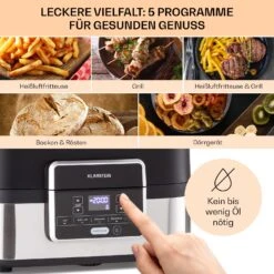 Combo Air Grill-Heißluftfritteuse 5 Programme 1500 Watt 4,5 L Grillkorb 2,5 L Frittierkorb 11 Combo Air Grill-Heißluftfritteuse 5 Programme 1500 Watt 4,5 L Grillkorb 2,5 L Frittierkorb -Küchenbedarf Angebote 10041330 de 0003 usp