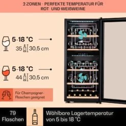 Vinamour 66 Duo Weinkühlschrank 2 Zonen 204 L/79 Flaschen 5-18°C Touch -Küchenbedarf Angebote 10041394 de 0003 usp