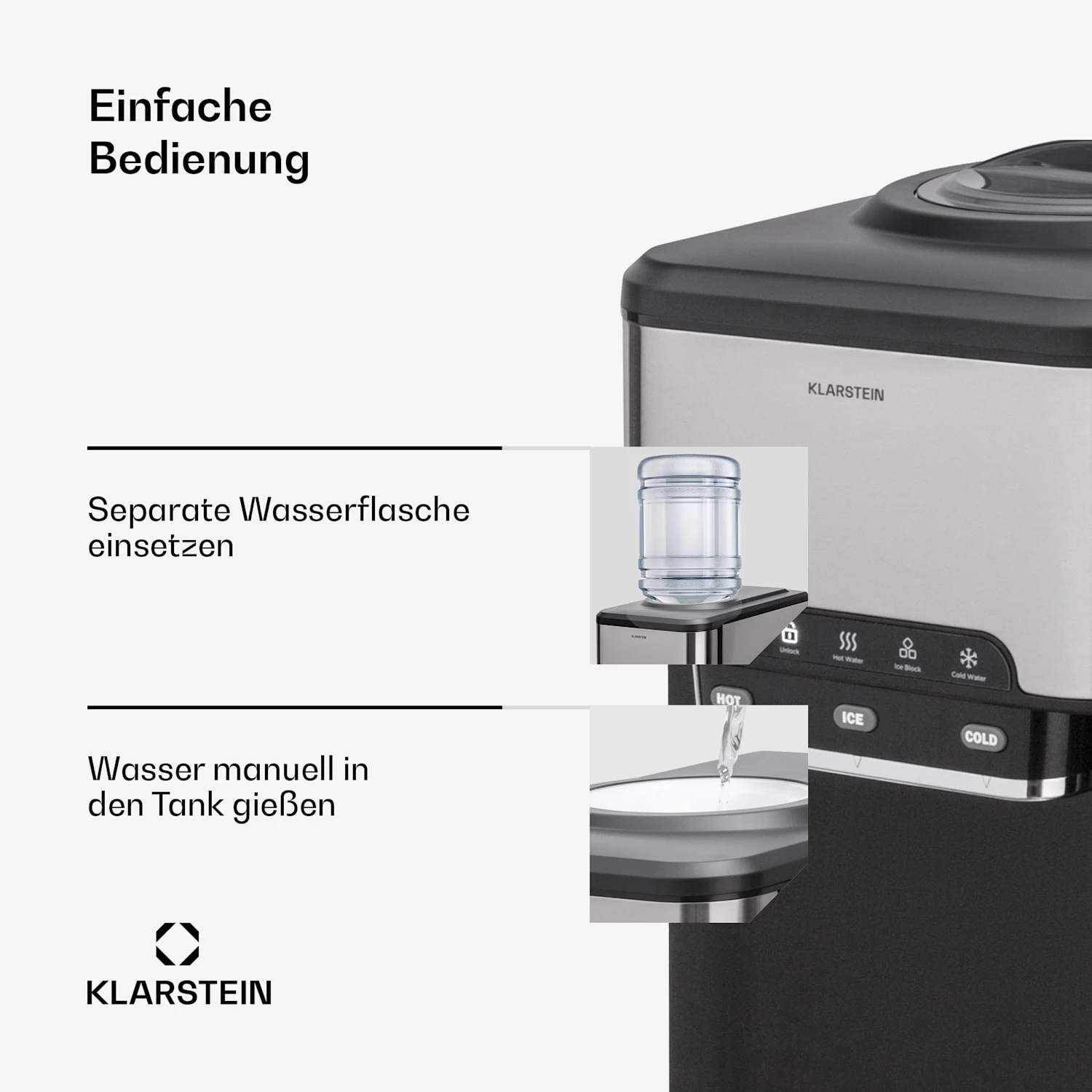 Aqueous Eiswürfelmaschine 3-in-1: Eiswürfel, Wasserspender: Heiß & Kalt 20 Kg/24h 5 Aqueous Eiswürfelmaschine 3-in-1: Eiswürfel, Wasserspender: Heiß & Kalt 20 Kg/24h – Bild 3