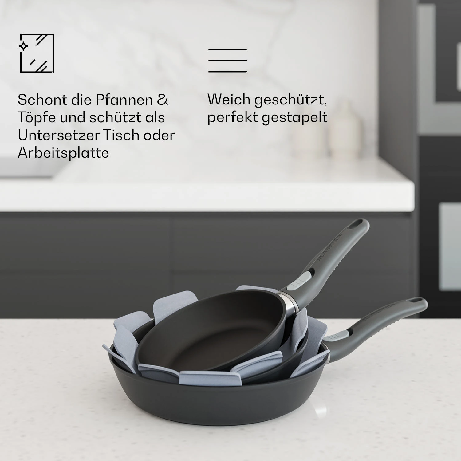 Noto Endurance Filz-Set 5 Stck. Sternförmig Sehr Weich Für Töpfe & Pfannen Ø38 Cm 4 Noto Endurance Filz-Set 5 Stck. Sternförmig Sehr Weich Für Töpfe & Pfannen Ø38 Cm – Bild 2