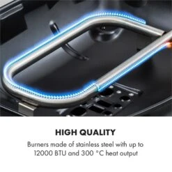 Parforce One Gasgrill 3,5kW 12000BTU Grilltisch Gasschlauch Schwarz -Küchenbedarf Angebote 60002431 yy 0005 logo Klarstein Parforce One Gasgrill 12000BTU schwarz