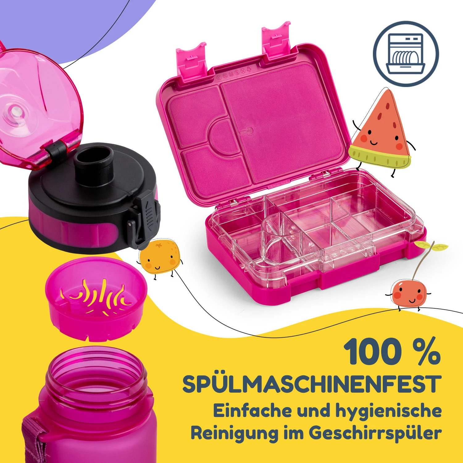 Schmatzfatz Frühstücksset Lunchbox & Trinkflasche Tritan Dicht BPA-frei 7 Schmatzfatz Frühstücksset Lunchbox & Trinkflasche Tritan Dicht BPA-frei – Bild 5